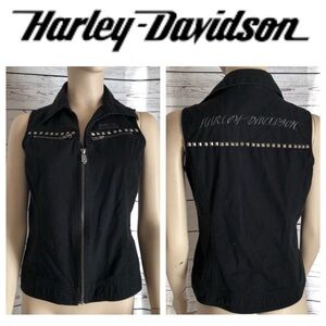 Harley Davidson Black Studded Zippered Vest
